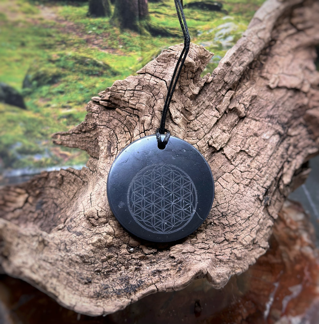 Shungite avec fleur de vie